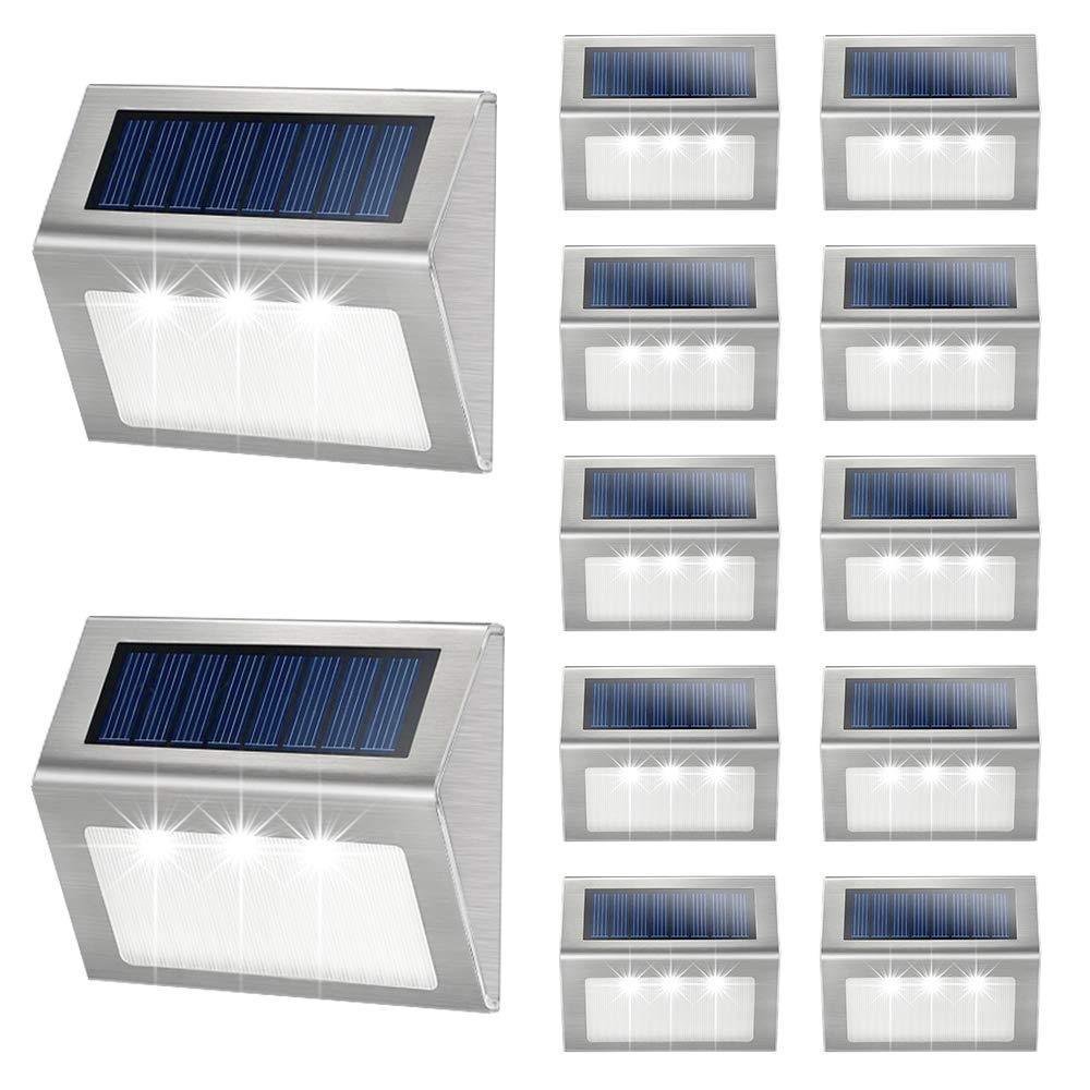 Cross border solar staircase stainless steel 3led ladder light outdoor rainproof wall lamp fence lamp night light