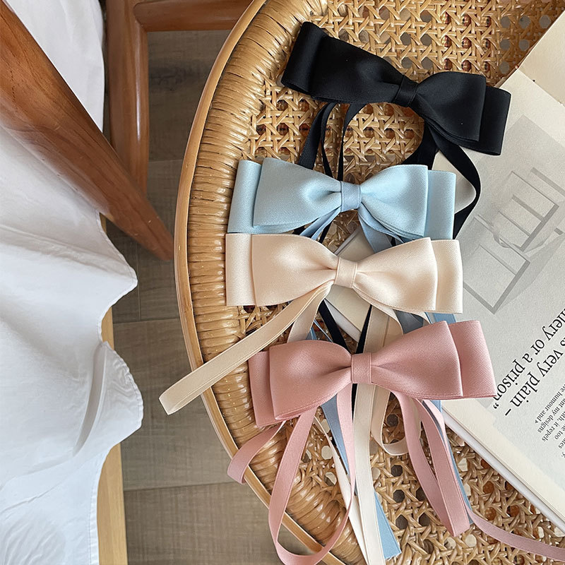 New Japanese and Korean Style Elegant Age-reducing Bow Ribbon Back Head Hairpin Top Clip French Atmosphere Brooch