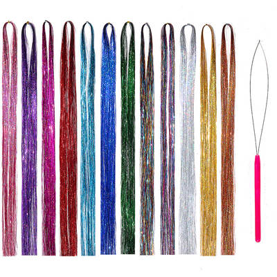 Cross-border hair tinsel hair rope color rope gold hair rainbow colorful laser flash hair Gold