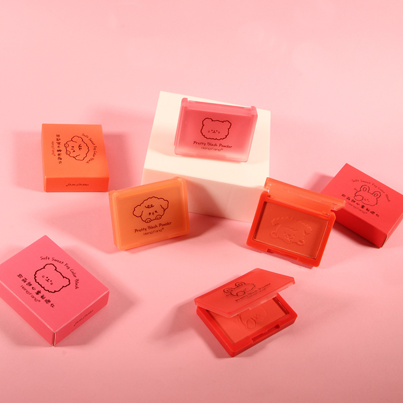 Hengfang cute bear delicate blush natural nude makeup color monochrome matte repair Rouge eye shadow plate student female makeup
