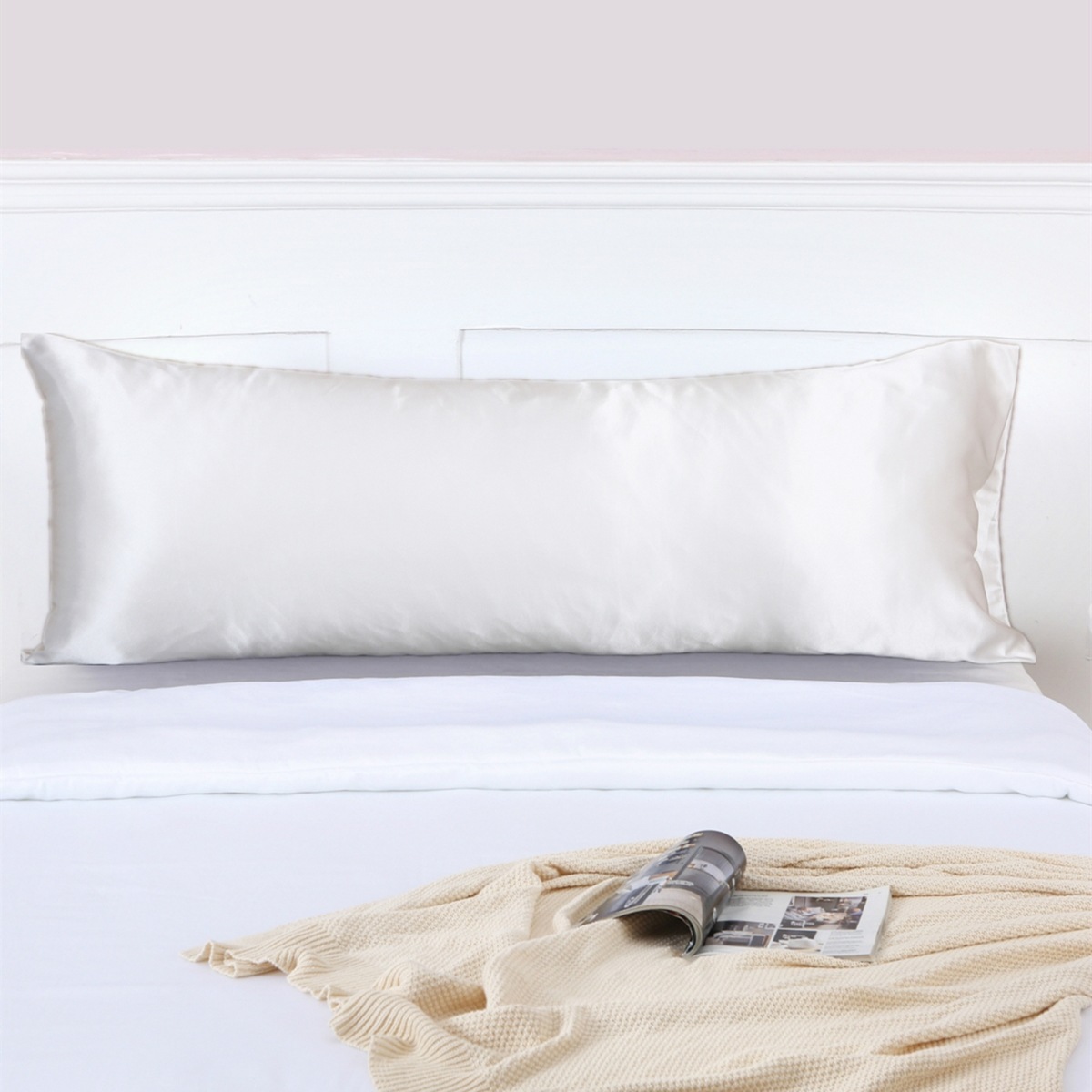 Cross-border simple solid color silk satin pillowcase double pillowcase Body Size single Amazon