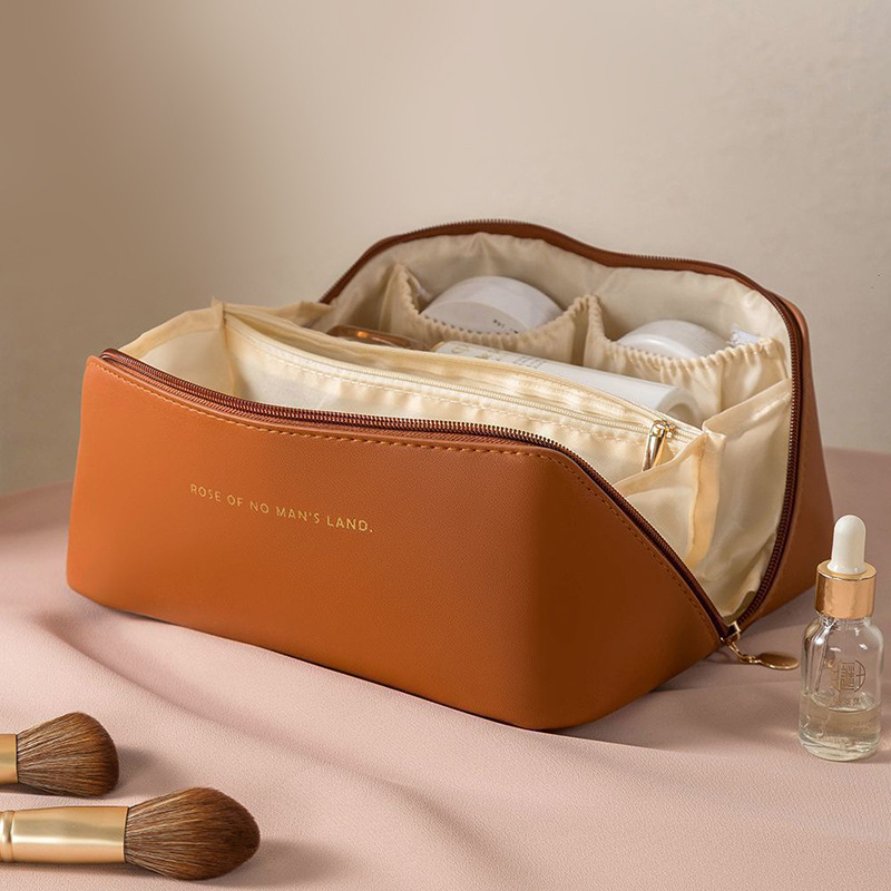 New Large Capacity Cosmetic Bag Women's ins Portable Travel Wash Bag PU Advanced Cosmetic Storage Bag Wholesale