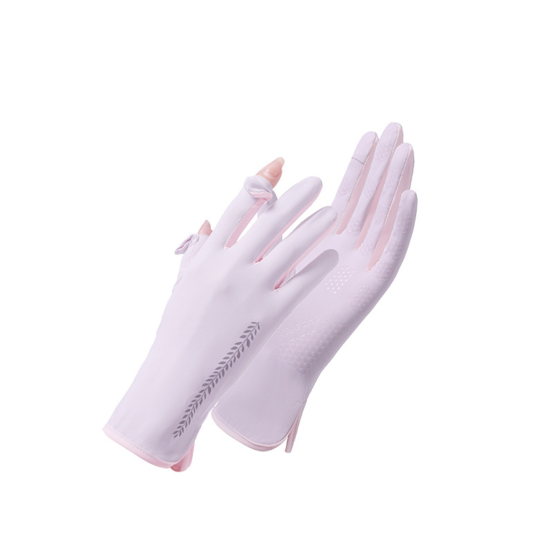 Summer Sun Protection Gloves Women's Thin Breathable Sunshade UV Protection Flip Cover Outdoor Driving Non-slip Ice Silk Riding Gloves