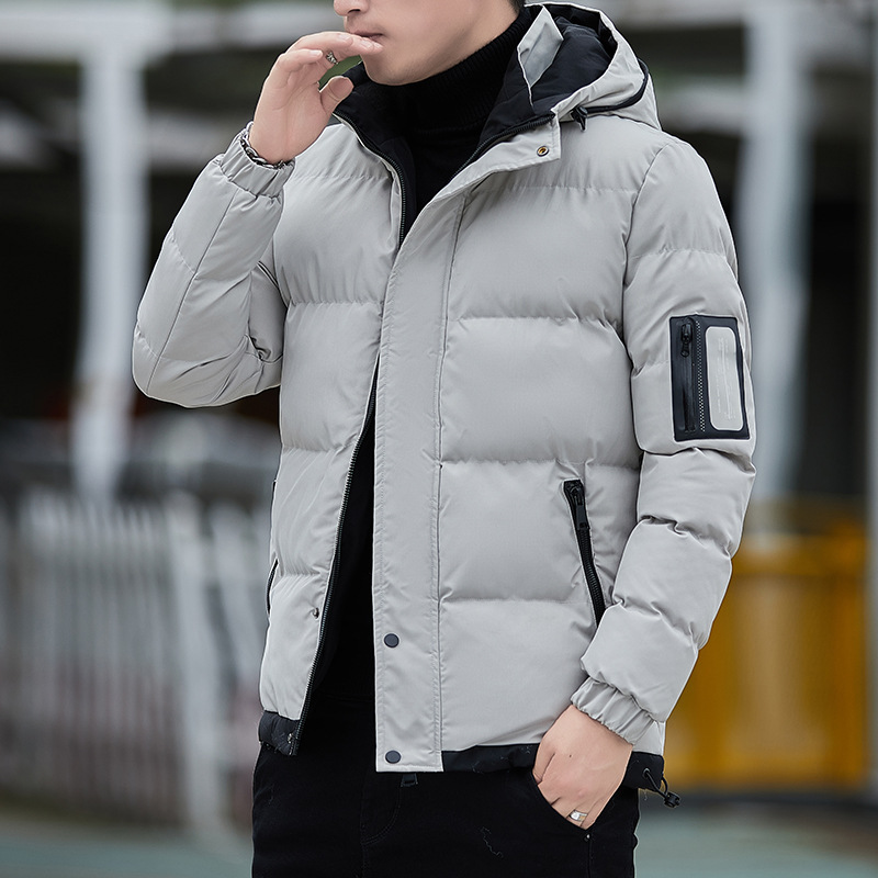 Men's cotton-padded jacket 2021 winter new leisure youth loose long hooded feather cotton-padded jacket men's wholesale
