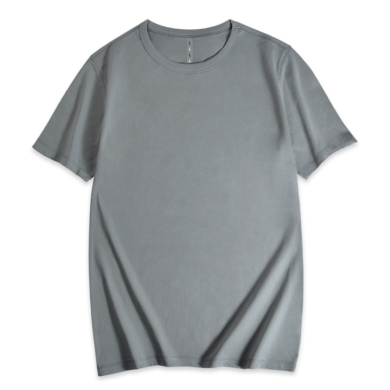 Three Pin Heavy Pure Cotton Short-sleeved T-shirt Men's Casual Summer Trendy Brand Men's Loose Round Neck White Clothes