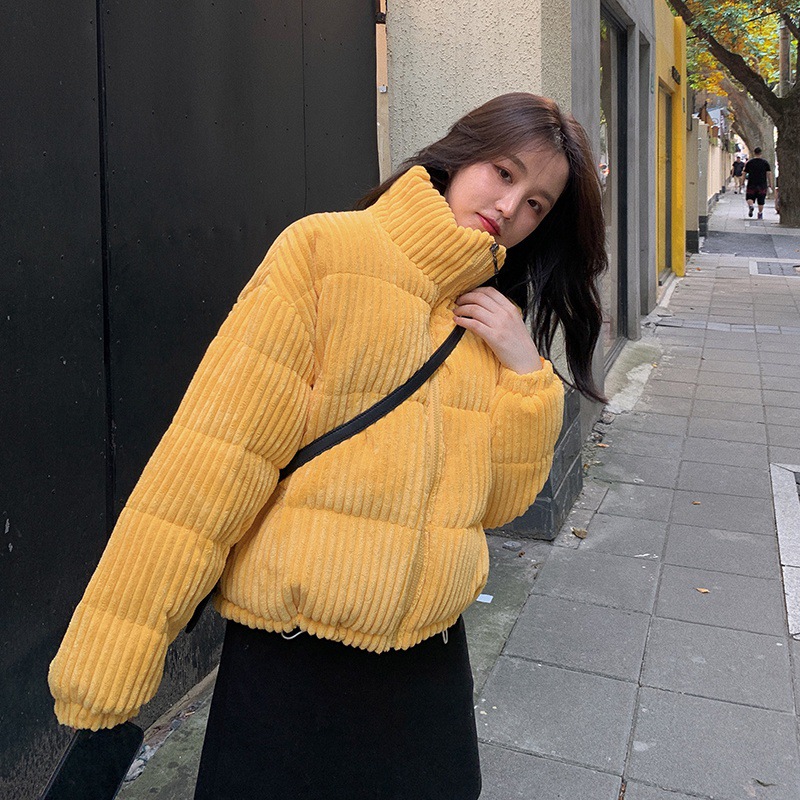Korean Style Loose Down Cotton-padded Jacket Women's 2023 New Winter Short Cotton-padded Coat Corduroy Bread Coat Winter Coat