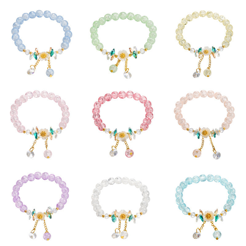 Summer new colorful girlfriends crystal bracelet manufacturers supply all-match shell flower Daisy elastic beaded bracelet for women