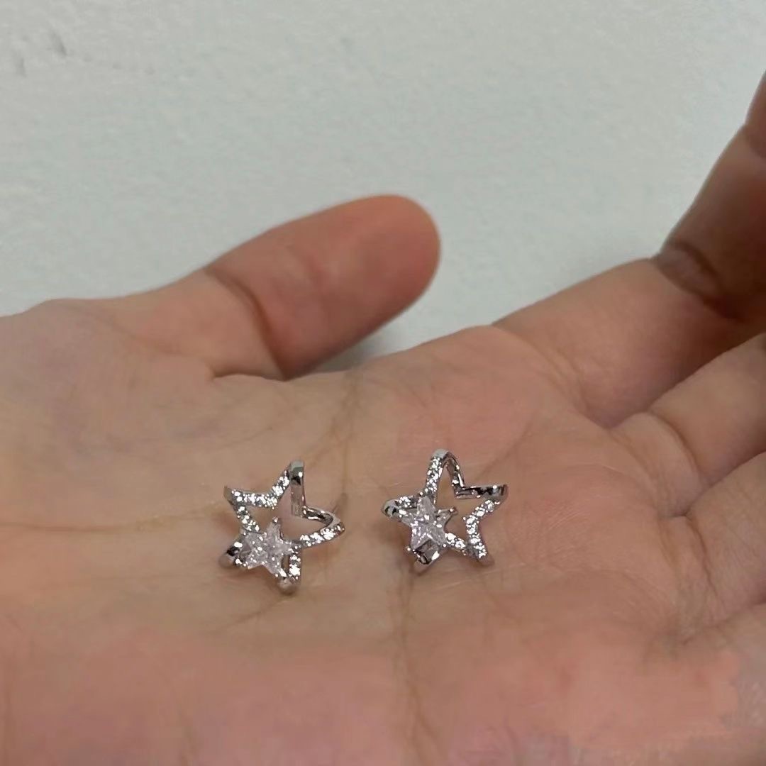 小紅書鋯石星星耳釘女ins小眾設計高級五角星個性百搭耳環耳飾女