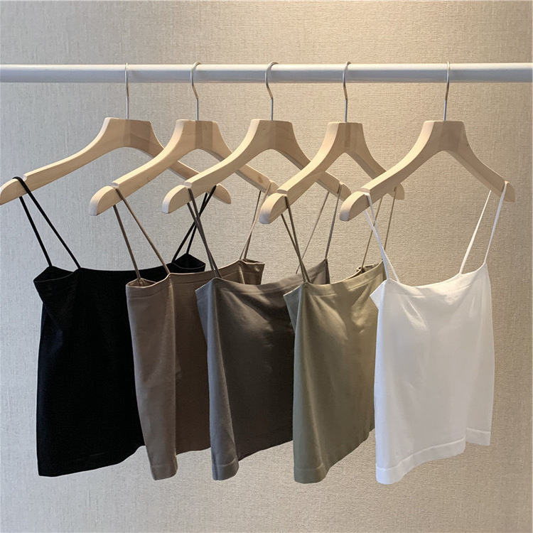 Quality Edition Independent Solid Color Camisole Vest Women's Summer Top with Chest Pad Seamless Wrap Chest Thin Belt Tube Top