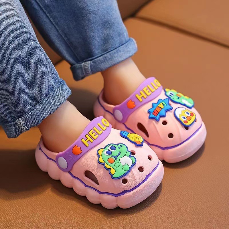 Children's Slippers Boys' Girls' Baby Non-slip Soft-soled Sandals Small and Middle-aged Children's Sandals Dinosaur Cartoon Hole Shoes