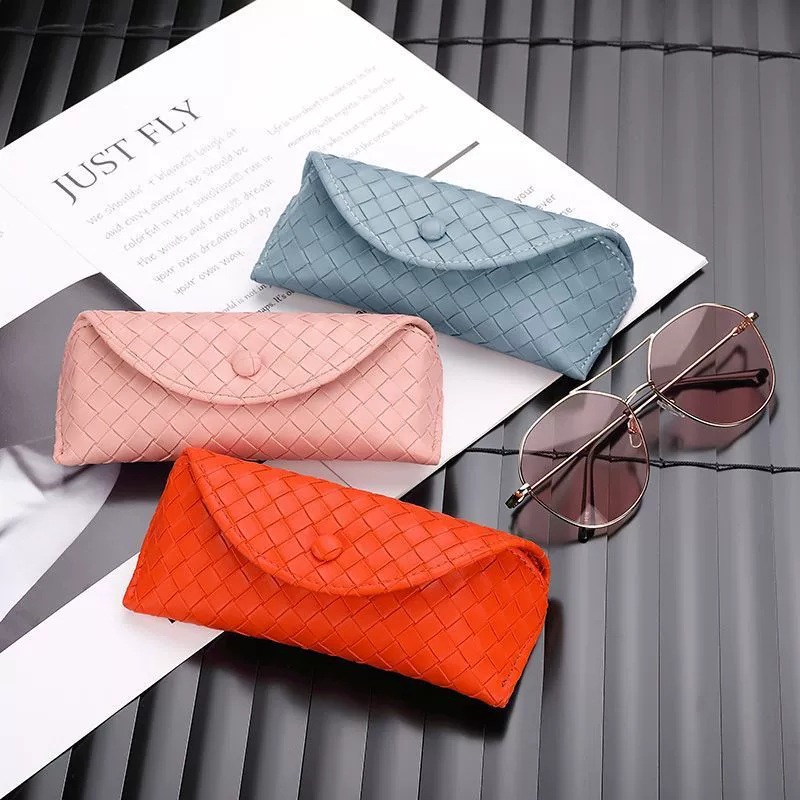 Glasses case sunglasses men's and women's storage cover portable anti-pressure myopia eyes woven pattern simple glasses bag