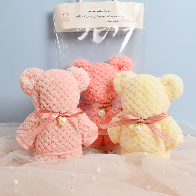 Bear towel with hand gift wedding wedding candy supplies red children's teachers Mid-Autumn Festival gift items wholesale