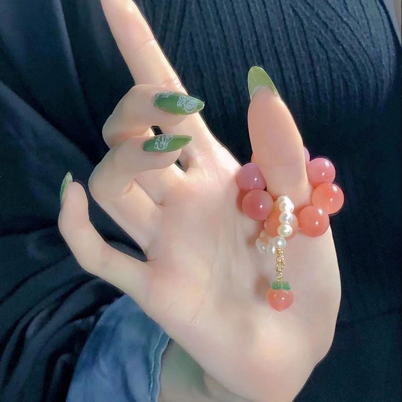 小紅書同款手串繞指柔學生版粉水晶水蜜桃手捻念珠把玩手持批發