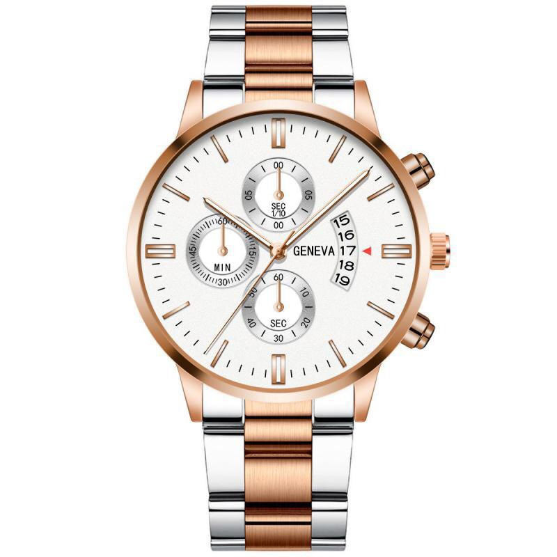 Heißes Angebot Explosive Drei-auge herren Stahl Gürtel Uhr Business Freizeit Kalender Quarzuhr männer Spot_voghion.com