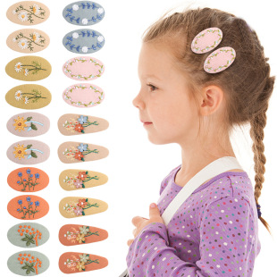Cross-border European and American Retro Fabric Embroidery Stereo Flower Princess Hairpin Simple Pastoral Flower Children's Hairpin