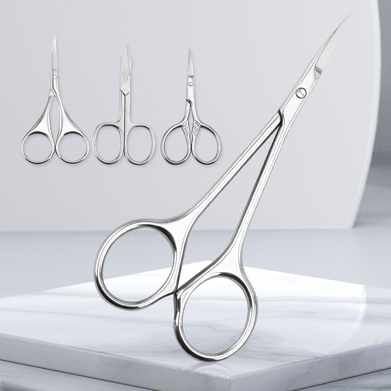 Factory wholesale eyebrow scissors stainless steel eyebrow scissors elbow dead skin scissors eyebrow scissors nose hair scissors sharp eyebrow knife