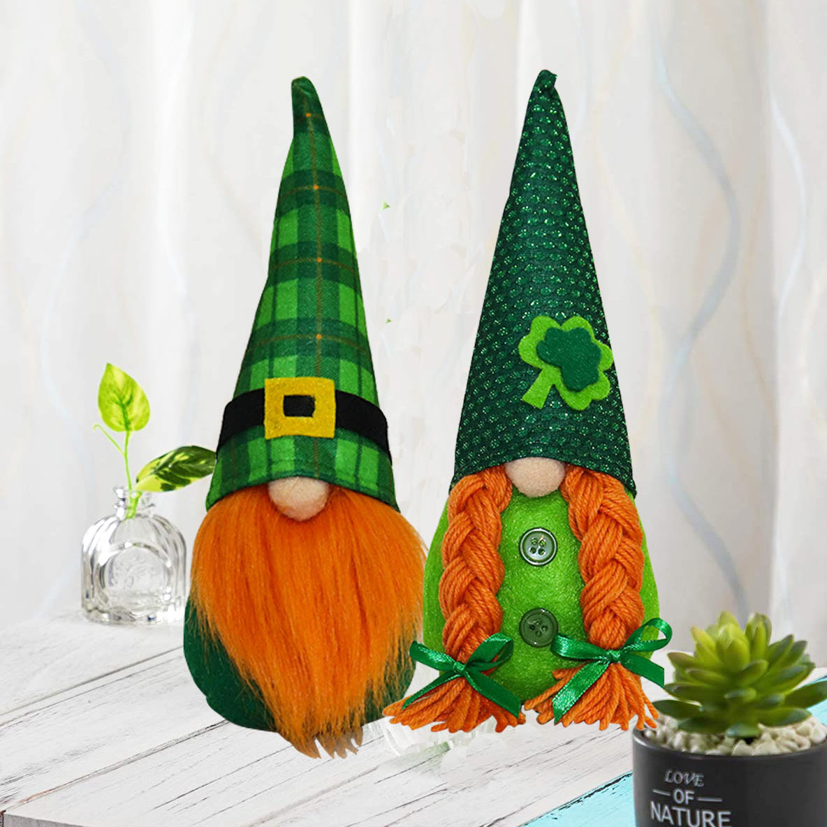 2023 St. Patrick's Day Party Decoration Irish Green Shamrock Faceless Doll Decoration Holiday Ornaments