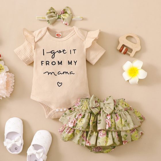 2023 newborn fairy fan summer baby clothes jumpsuit shorts suit floral summer clothing cute little Princess