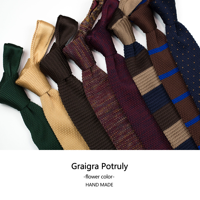 Dark Green Small Tie 5cm Narrow Curry Vintage Striped British Japanese Korean Style Trendy Flat-head Knitted Tie