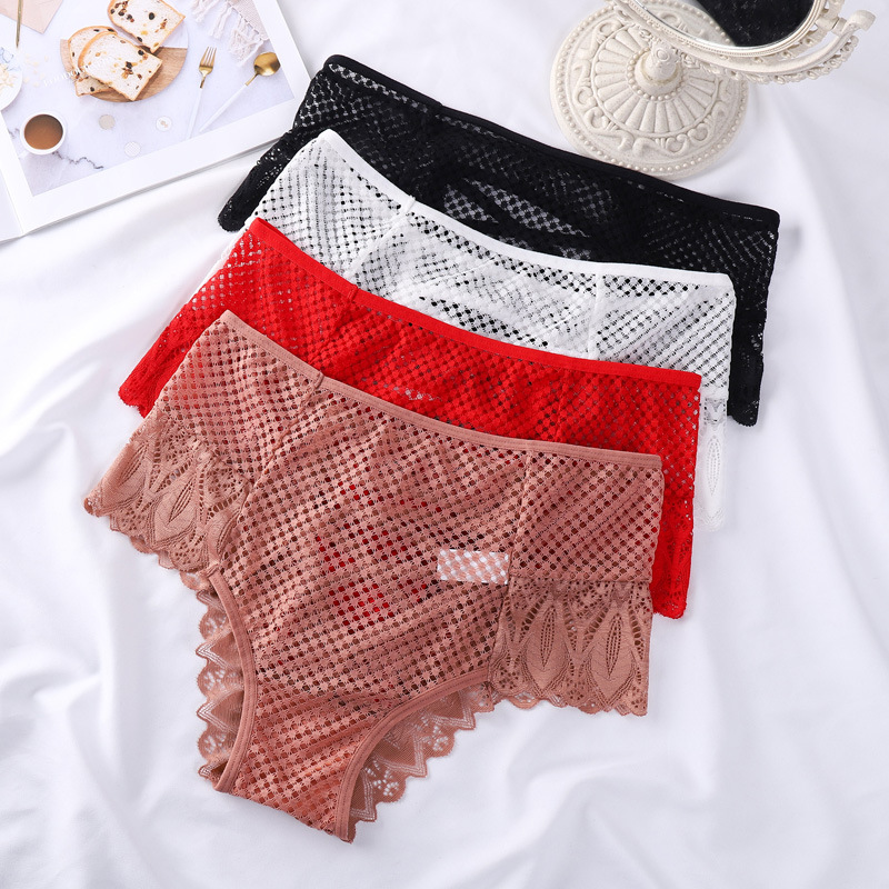 High-waisted belly-controlling women's lace underwear, cross-strap sexy extra spicy briefs large size Amazon Foreign Trade
