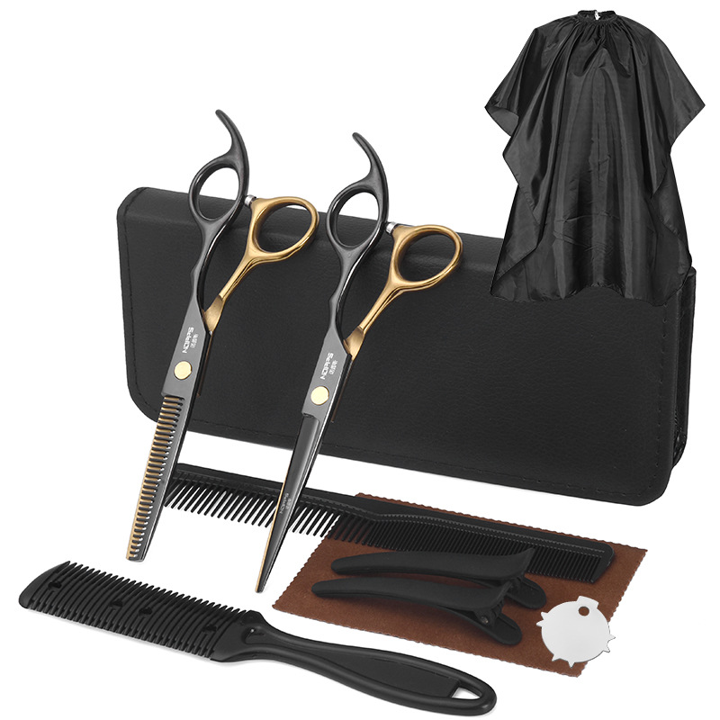 Black Gold Amazon Haircut Hairdresser Cutter Bangs Artifact Flat Cut Tooth Cut Thin Cut Set Hair Cut Scissors