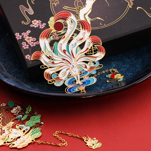 Ziyi Chinese Style Bookmark Metal Hollow diy Cute Girl Heart Student Simple ins Souvenir Pendant Gift