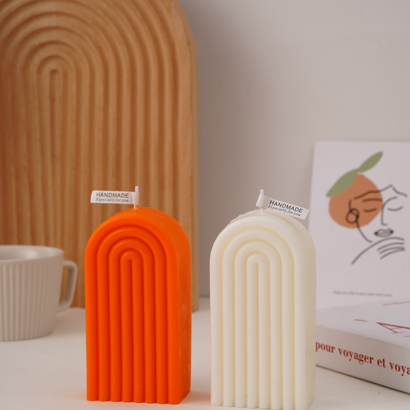 Factory direct geometric arch shape soybean wax aromatherapy candle wholesale shooting props birthday gift