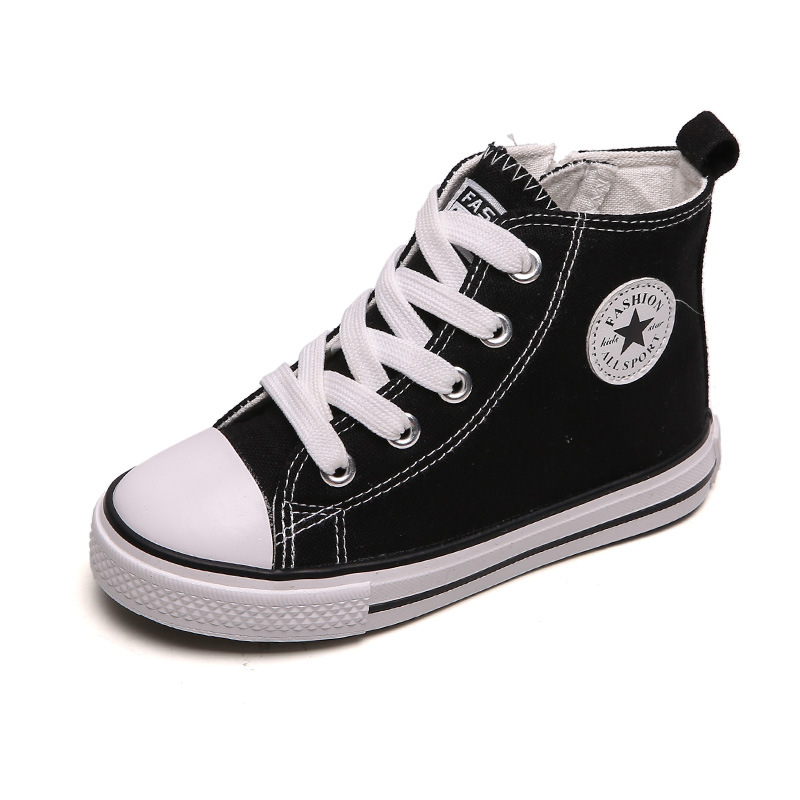 Children's Canvas Shoes Girls' High-top Sneakers 2023 Spring and Autumn New Boys' Autumn New Middle and Large Children's Cloth Shoes Trendy