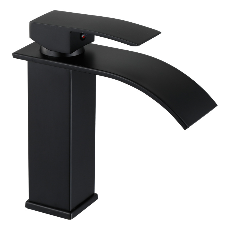 Nordic black waterfall hot and cold water faucet counter basin wash basin bathroom bathroom cabinet splash-proof basin faucet