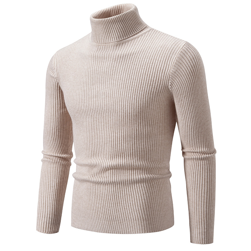 Men's knitted bottoming shirt 2023 autumn and winter new cross-border Amazon youth solid color simple slim casual sweater