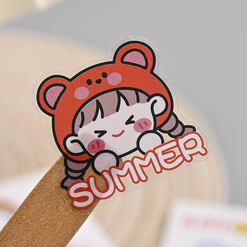 Small Clear ins Style Cartoon Girl's Heart Hand Account Mobile Phone Sticker Water Cup Sticker Thermos diy Japanese Sticker