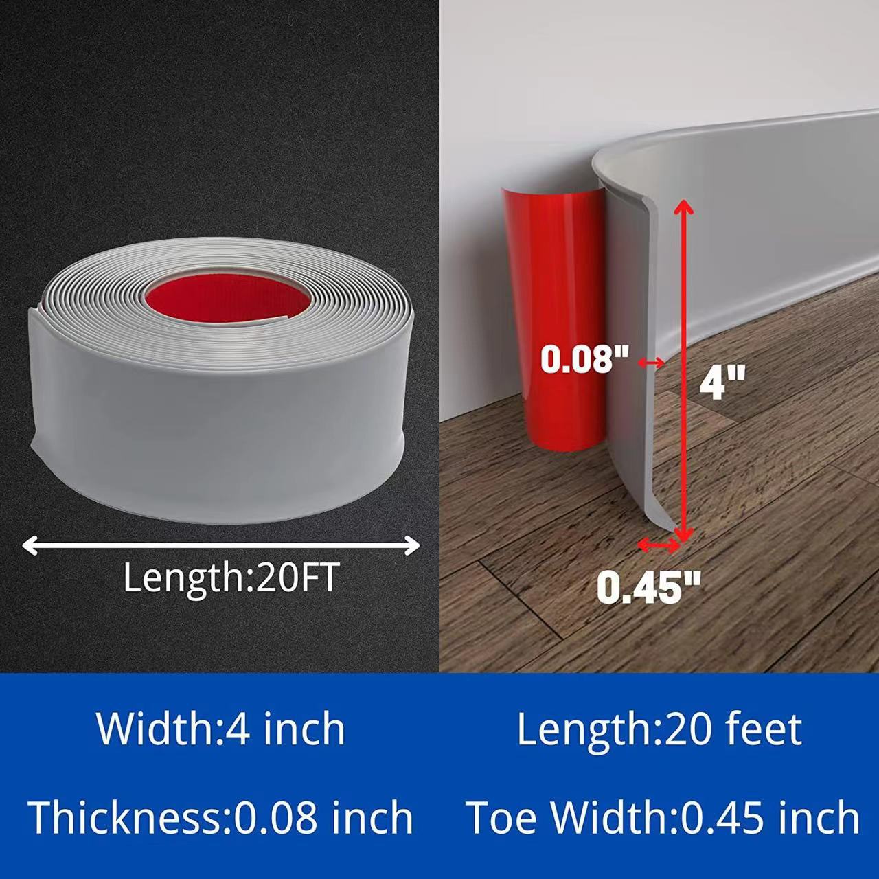 pvc skirting line rubber skirting board skirting line plastic skirting line waterproof trimming strip Wall skirt self-adhesive...