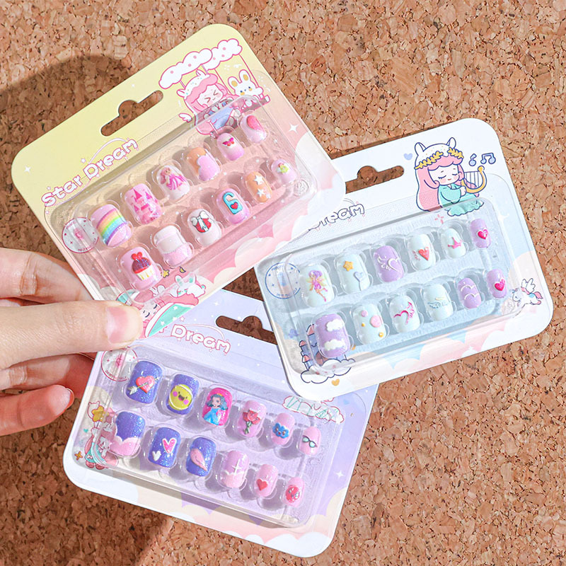 Children's Cartoon Nail Stickers Baby Toy Nail Chips Finger Wear Nails New Cute Princess Self-Adhesive Nail Art Stickers