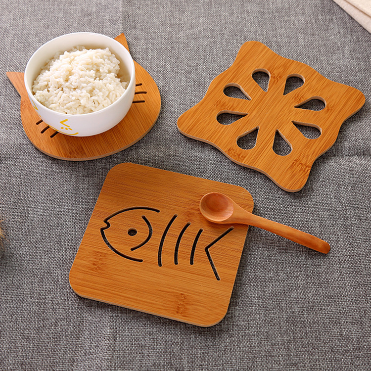 Wooden Cartoon Insulating Mat Dining Table Non-slip Pot Mat Bowl Mat Large Creative Cute Tea Coaster Coaster Wholesale