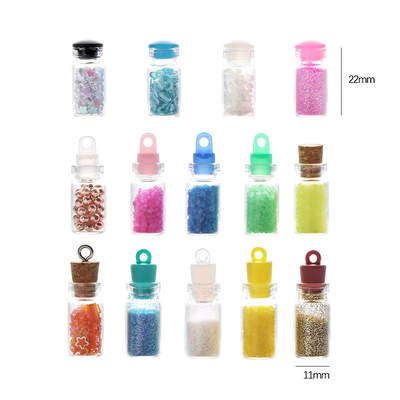 Cross-Border 11x 22mm small glass bottle 1ml mini wooden stopper bottle sealed leak-proof nail art accessories wishing bottle