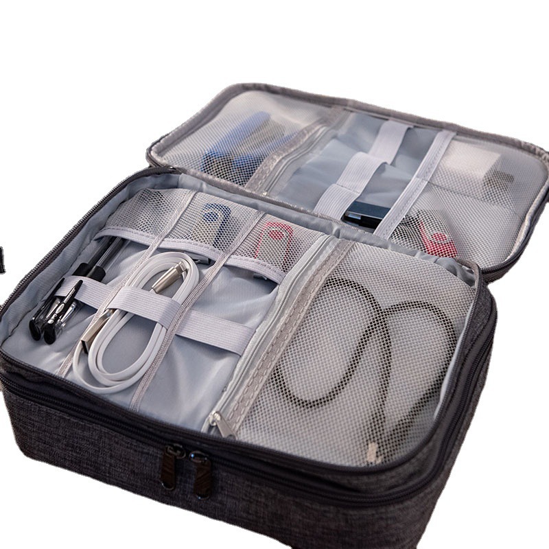 Cross-border new three-layer digital bag storage bag multi-function data cable bag mobile power headset storage bag manufacturer