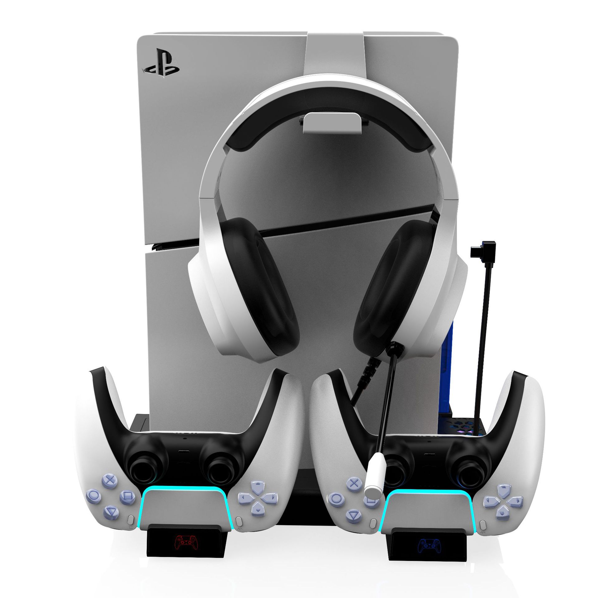 PS5Slim multi-function bracket base PS5 handle double-seat charger with earphone storage rack bracket accessories DZ505