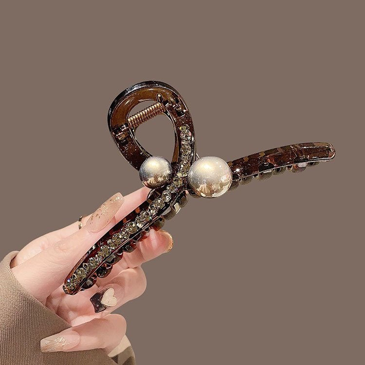 Nuovo stile luce lusso pieno diamante perla squalo clip grande updo fermaglio per capelli di alta qualità semplice cucchiaio posteriore coda di cavallo accessori per capelli per le donne_voghion.com