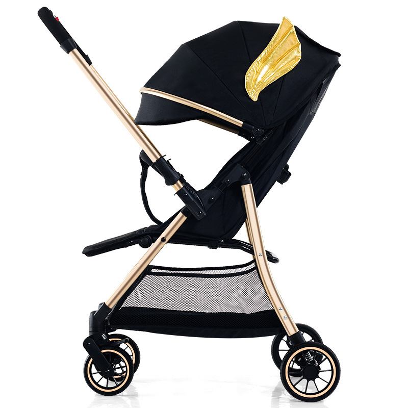 Baby carriage can sit and lie down two-way high landscape one-button folding children's four-wheel baby walking artifact light trolley