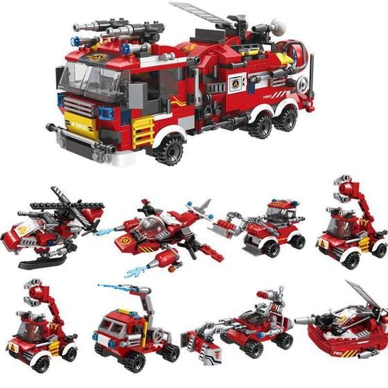 City fire truck building blocks small particles educational toys compatible with Lego Mindy C025 fit Rescue 8 in 1 car