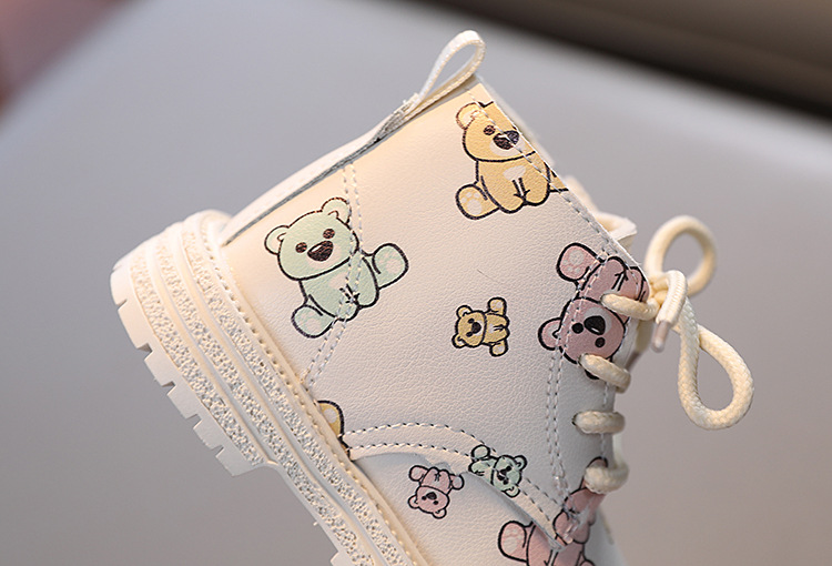 Winter Neue Mädchen Martin stiefel plus samt kurze stiefel baby schuhe cartoon bär zwei baumwolle leder stiefel großhandel generation_voghion.com