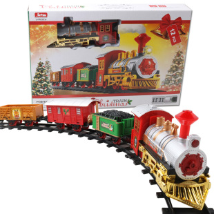 Cross-border supply electric rail car children's toy simulation Music light Christmas train boy toy car