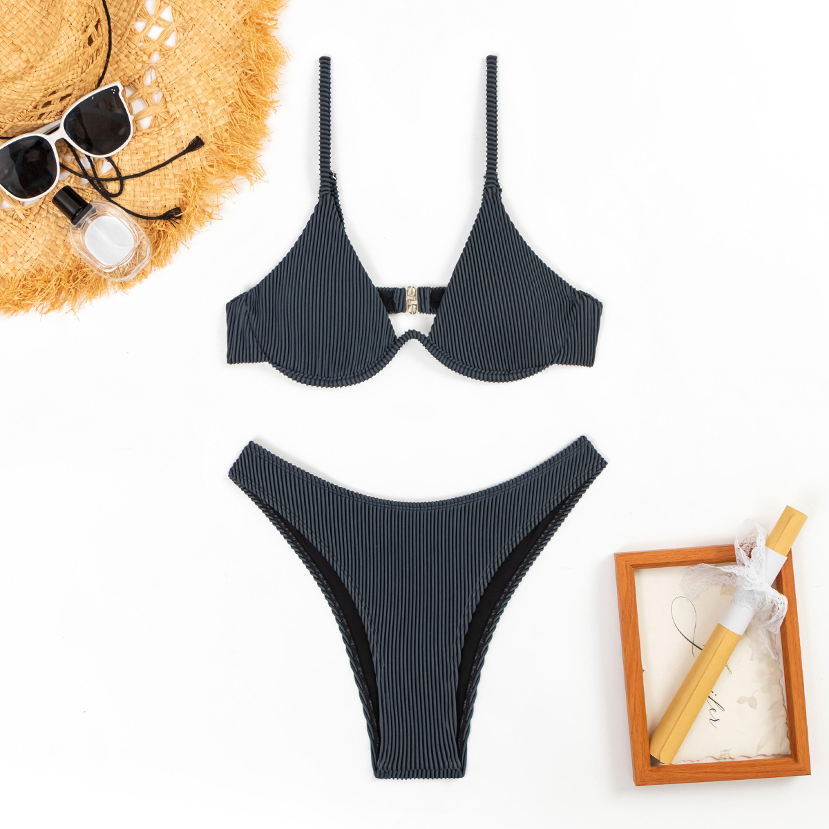 Amazon women's swimsuit fashion new style sexy solid color bikini European and American Foreign trade swimsuit for women
