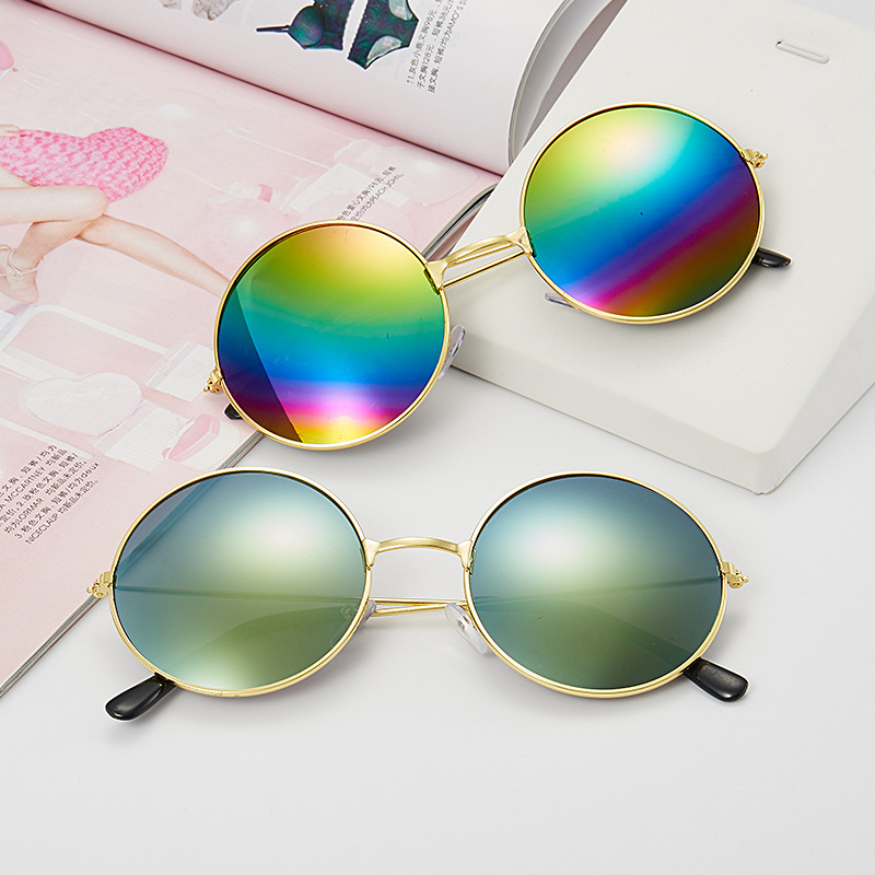 Vintage Round Sunglasses Adult Prince's Mirror Men's and Women's Wedding Sunglasses Metal Round Toad Glasses Stall Glasses