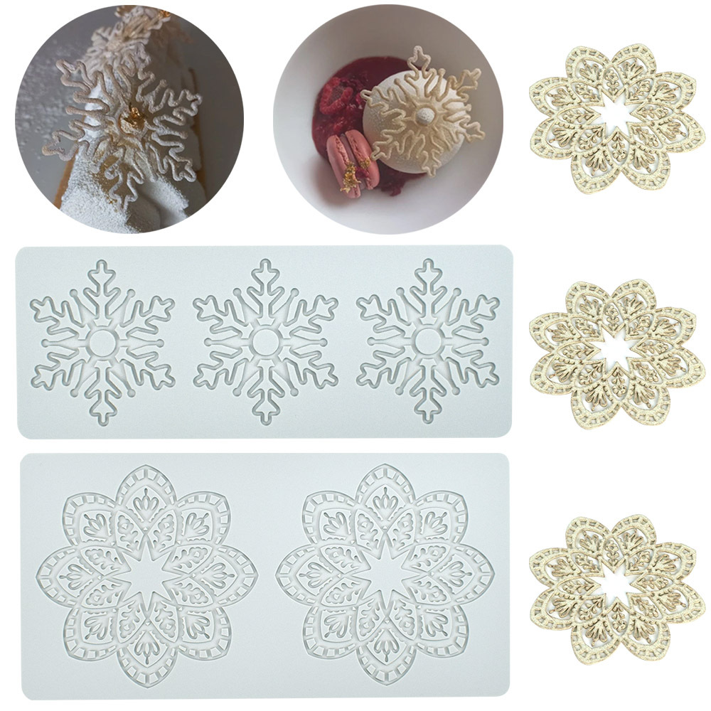 Mushroom Bee Silicone Flip Sugar Lace Pad DIY Ring Feather Baking Tool Decorative Molecular Cuisine Stamp Mold