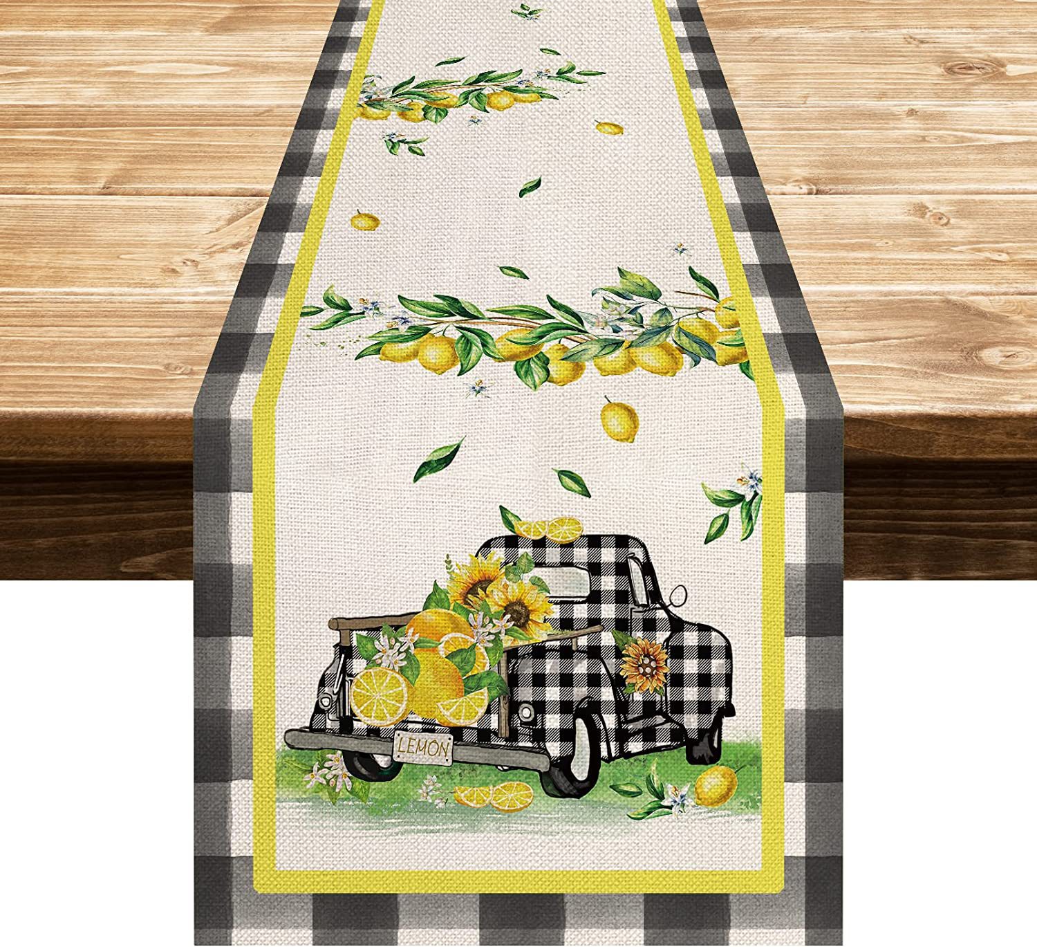 Linen Table Runner Pastoral Flower Lemon Summer Home Dining Table Outdoor Decoration Printed Tablecloth Table Runner