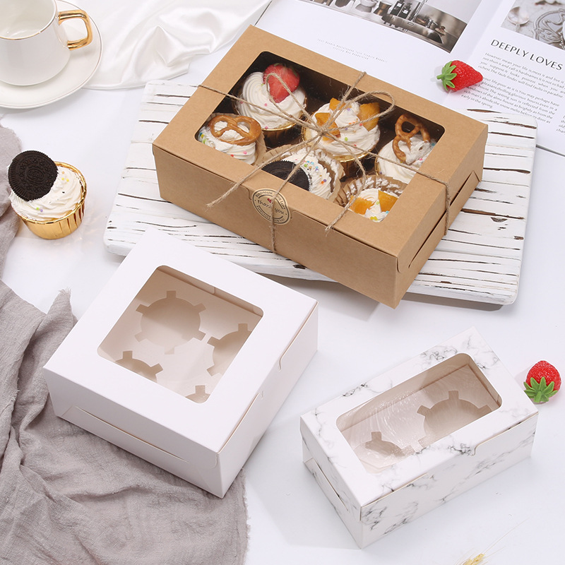 Window transparent cup paper cup cake packing box muffin box western point box biscuit snowflake crisp baking packing box