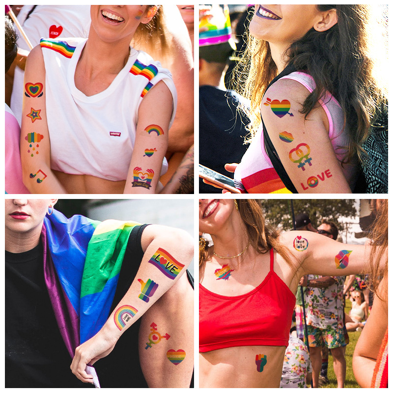 Cross-border Hot Pride Day Tattoo Sticker Sports Games Competition Rainbow Sticker Celebrating Love Rainbow Day Tattoo Sticker