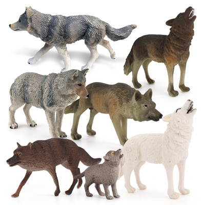 Children's Science and Education Toy Wild Animal Wolf Model Roaring Standing Wolf Little Wolf Cub Wild Wolf Group Static Desktop Craft