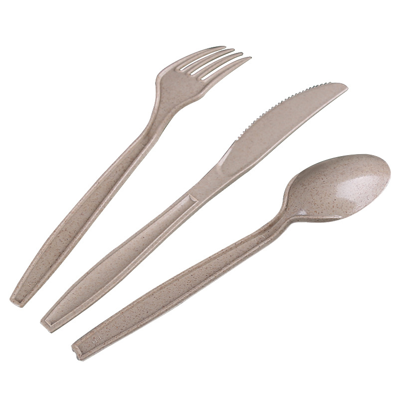 7 Inch Disposable Thickened Plastic Knife and Fork Spoon Separate Packaging Kraft Paper Bag Light Food Fork Spoon Pasta Salad Fork